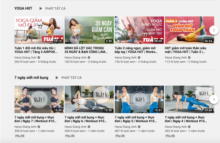 Kênh Youtube của nữ HLV được cho là người xen vào cuộc tình giữa Quang Đăng và Thái Trinh được nhận xét là có giao diện thân thiện, được phân loại rõ ràng về mục đích, thời gian và loại bài tập.