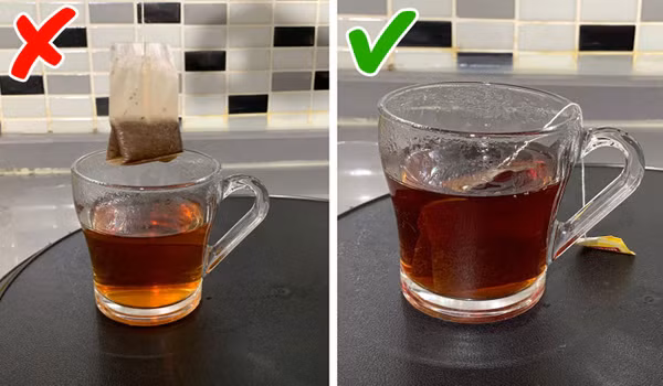 Pha trà túi lọc. Trà chứa nhiều polyphenol – dưỡng chất có nhiều trong các loại rau và trái cây. Polyphenol có đặc tính chống viêm, ngăn ngừa sự hình thành các gốc tự do, rất có lợi cho sức khỏe. Ngoài phenol, trà còn rất giàu tanin. Chất này khiến đồ uống có vị đắng, chát.