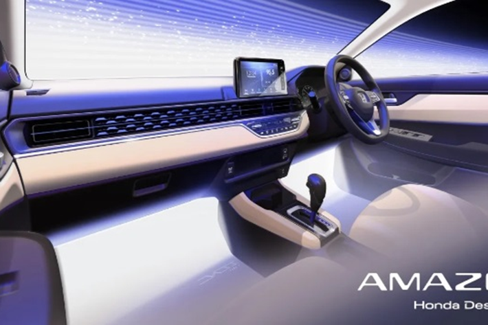 Về nội thất, các trang bị bên trong khoang cabin của Honda Amaze 2024 khá đơn giản với màn cảm ứng trung tâm khoảng 10 inch đặt nổi trên mặt taplo, các cửa gió điều hòa nằm ngang, cần số truyền thống và khay đựng cốc…