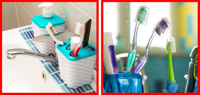 Muốn tránh mối nguy gây hại sức khỏe này, bạn không đặt bàn chải trong nhà tắm. Nên giữ chúng trong những hộp có nắp đậy. Thường xuyên làm sạch hộp đựng bằng nước súc miệng trong 30 giây hoặc ngâm nước nóng trong vòng 2 phút.