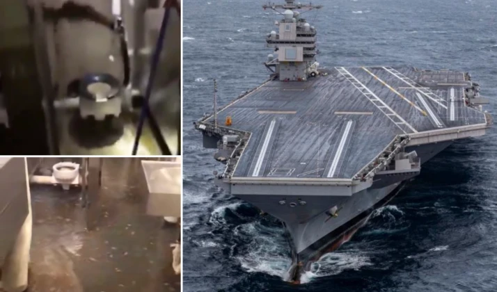 Nước thải tràn trên tàu USS Gerald Ford.