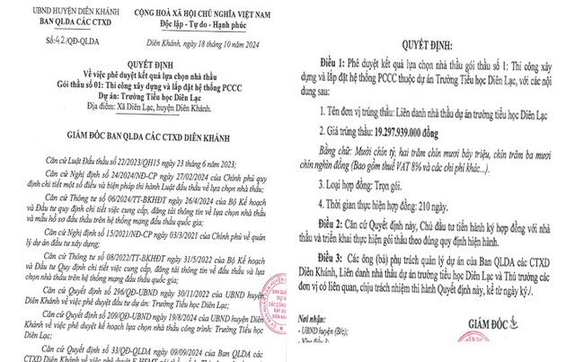 Năm 2024, Công ty TNHH MTV Chánh Hằng được phê duyệt trúng thầu dự án Trường Tiểu học Diên Lạc, giá trị hơn 19 tỷ đồng. Nguồn MSC. mot-phan-quyet-dinh-du-an-truong-tieu-hoc-dien-lac.jpg