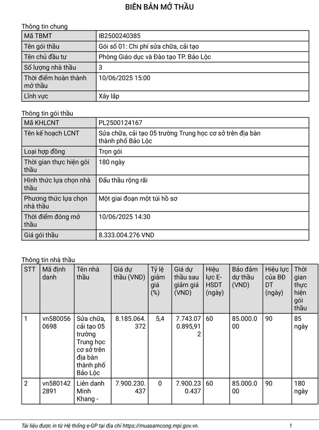 Một Phần Biên bản mở thầu (mã TBMT: IB2500240385). Nguồn MSC. bien-ban-mo-thau-1.jpg