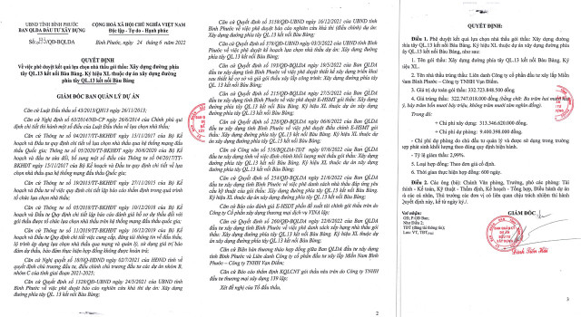 Năm 2022, Công ty TNHH Vạn Điểm cùng thành viên liên danh trúng gói thầu hơn 322,747 tỷ đồng. Nguồn: MSC. qd-273-bqlda.jpg