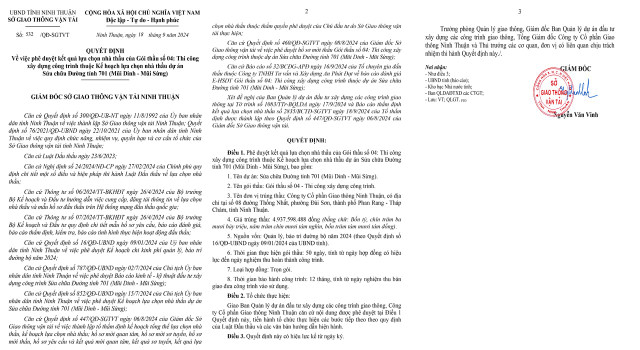 Quyết định phê duyệt KQLCNT gói thầu số 5, sửa chữa đường 701. Nguồn MSC. quyet-dinh-phe-duyet-kqlcnt-goi-thau-so-5-sua-chua-duong-701-nguon-msc.jpg