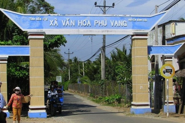 Cổng chào xã Phú Vang, huyện Bình Đại. Ảnh minh họa. binh-dai-5782.jpg