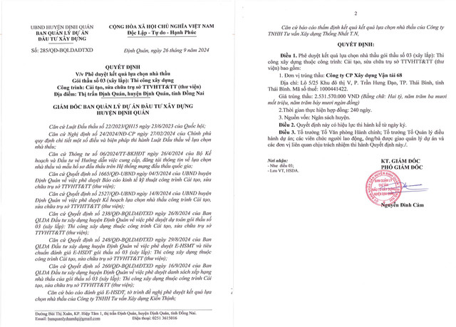 Quyết định số 285/QĐ-BQLDAĐTXD. Nguồn MSC. quyet-dinh-so-285.jpg