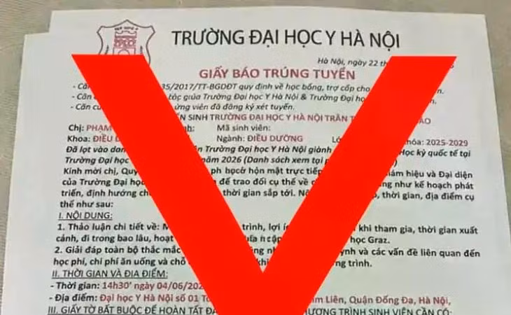 Trường Đại học Y Hà Nội cảnh báo giả mạo giấy báo trúng tuyển học bổng