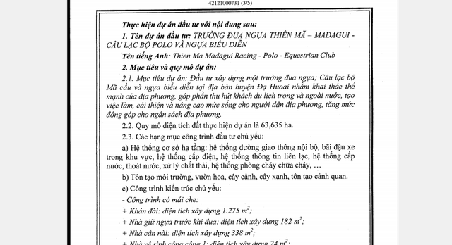Hồ sơ Chủ đầu tư Trường đua ngựa ở Lâm Đồng chậm tiến độ Ho so Chu dau tu Truong dua ngua o Lam Dong cham tien do