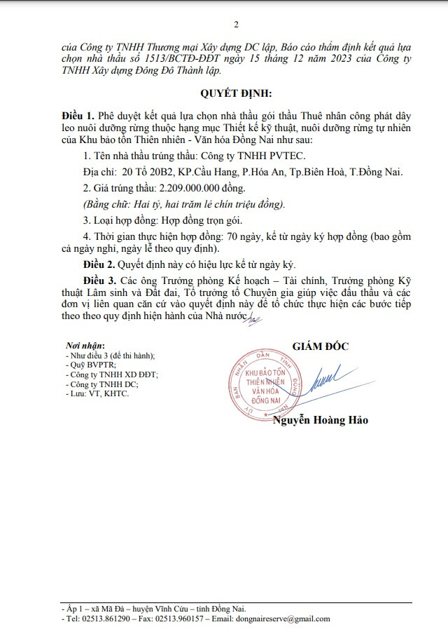 Trong 1 ngày, PVTEC trúng 2 gói thầu tại Khu bảo tồn Đồng Nai - Hình 4 Trong 1 ngay, PVTEC trung 2 goi thau tai Khu bao ton Dong Nai-Hinh-4