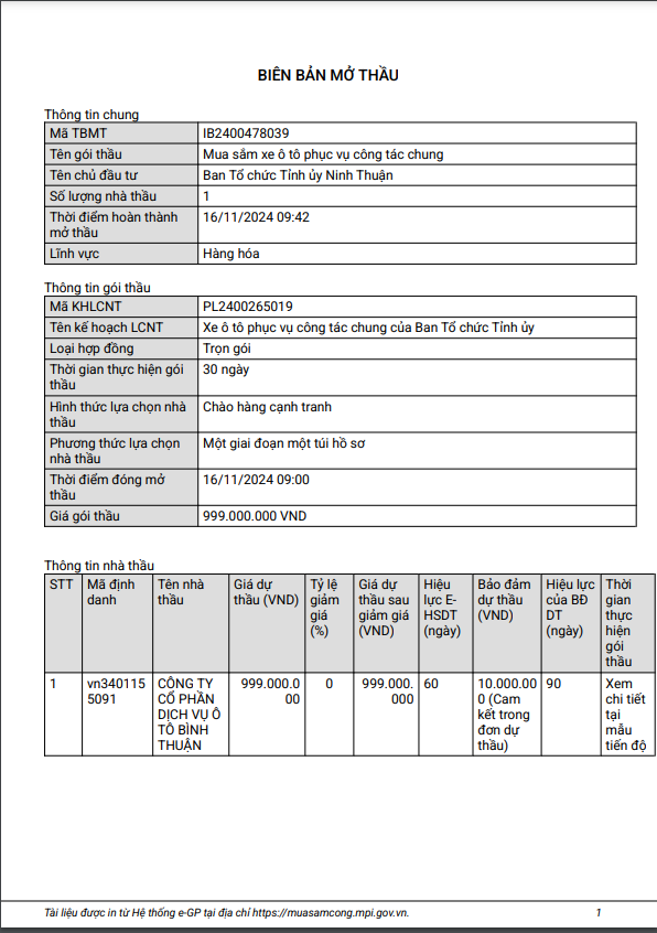 Ninh Thuan: O to Binh Thuan dang cho ket qua nhung goi thau nao?