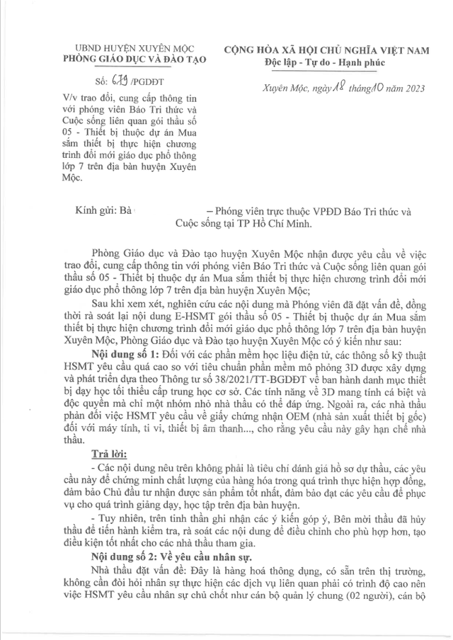 Ai se thuong thao thanh cong goi thau cung cap thiet bi cua PGD huyen Xuyen Moc?-Hinh-2