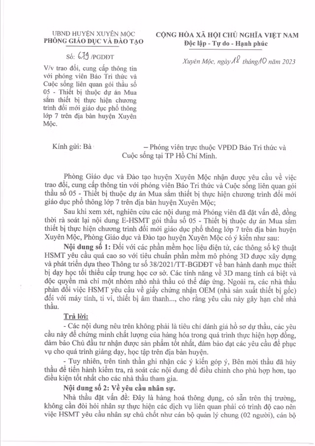 Ai se thuong thao thanh cong goi thau cung cap thiet bi cua PGD huyen Xuyen Moc?-Hinh-2