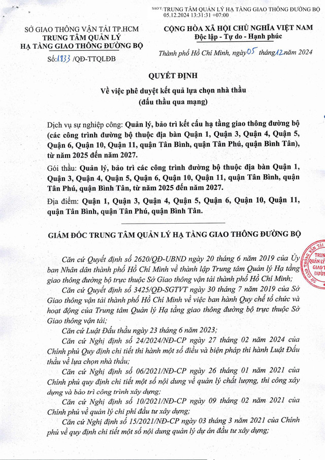TPHCM: 5 gói bảo trì gần 2.500 tỷ 'gọi tên' Cty Giao thông Sài Gòn TPHCM: 5 goi bao tri gan 2.500 ty 'goi ten' Cty Giao thong Sai Gon