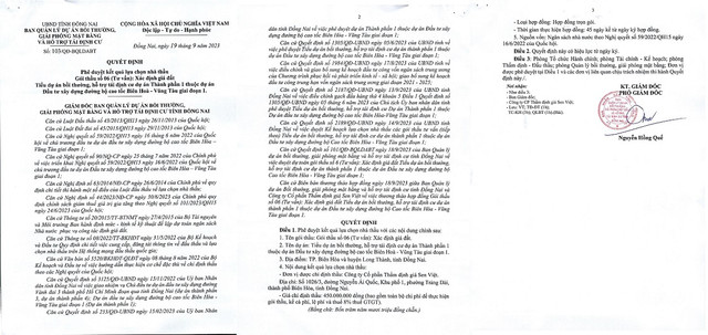 Da tim ra don vi xac dinh gia dat TDC du an Cao toc Bien Hoa - Vung Tau