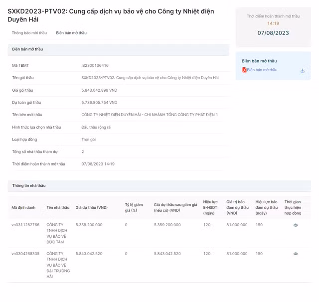 Nhiệt điện Duyên Hải: Gói thầu cung cấp dịch vụ bảo vệ 5,8 tỷ về tay ai? - Hình 2 Nhiet dien Duyen Hai: Goi thau cung cap dich vu bao ve 5,8 ty ve tay ai?-Hinh-2