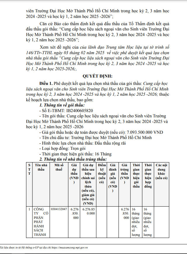 Fahasa trung goi cung cap hoc lieu hon 6 ty cho DH Mo TPHCM