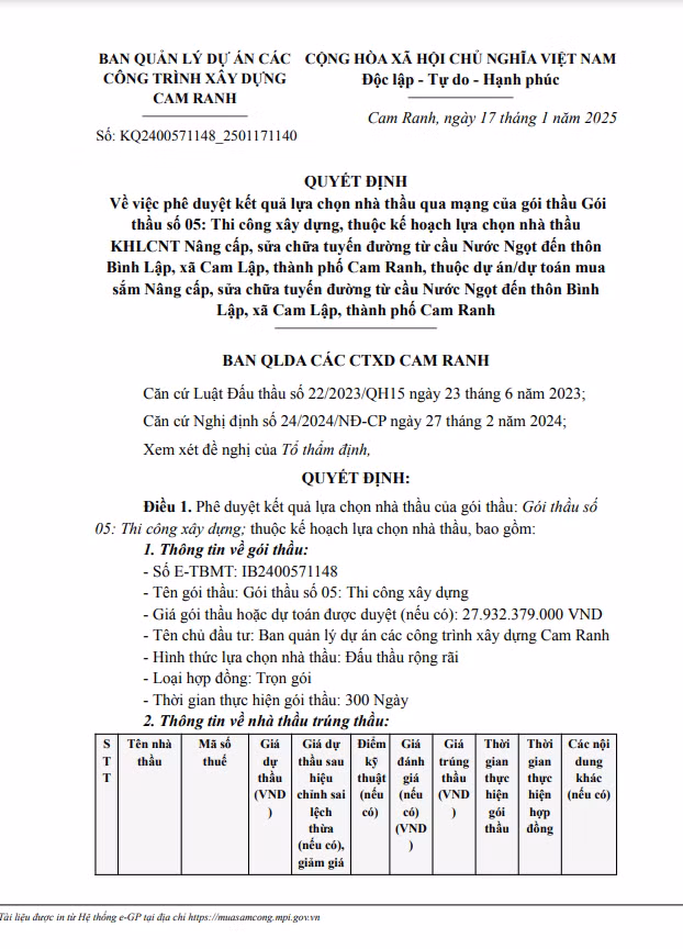 Cty T.A.L va nhung goi thau tien ty tai Ban Cam Ranh