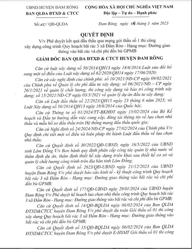 Nhung goi thau mot minh mot ngua cua cong ty Gia Huong o Lam Dong