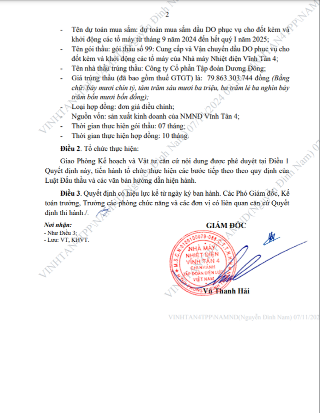 Tập đoàn Dương Đông trúng gói cung cấp, vận chuyển dầu DO của Nhiệt điện Vĩnh Tân 4 - Hình 2 Tap doan Duong Dong trung goi cung cap, van chuyen dau DO cua Nhiet dien Vinh Tan 4-Hinh-2