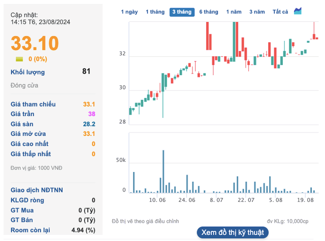 Co phieu “tra da” Det may Hue lap dinh ngay sau tin chia co tuc