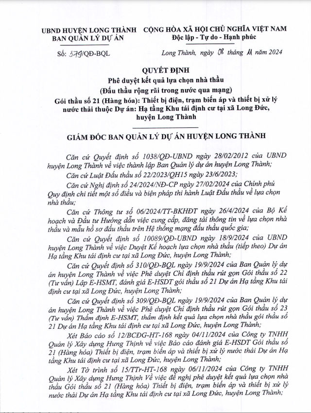 Dong Nai: Nha thau lien tuc khieu nai goi thiet bi hon 17 ty