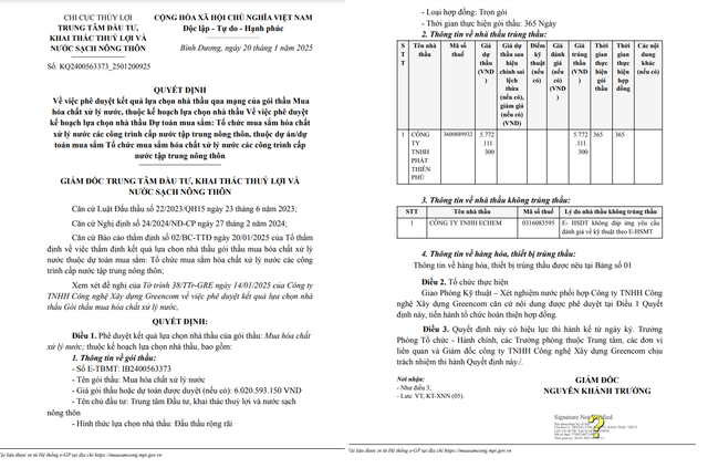 Goi mua hoa chat xu ly nuoc hon 5 ty ve tay Thien Phu
