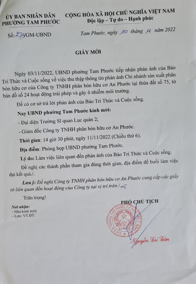 Biên Hòa (Đồng Nai): Sau phản ánh của báo chí về công ty An Phước, phường Tam Phước nói gì? - Hình 2 Bien Hoa (Dong Nai): Sau phan anh cua bao chi ve cong ty An Phuoc, phuong Tam Phuoc noi gi?-Hinh-2
