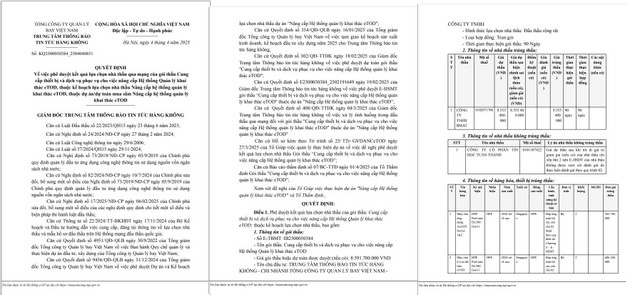 Cty Bmat trung goi cung cap thiet bi cho TT thong bao tin tuc hang khong