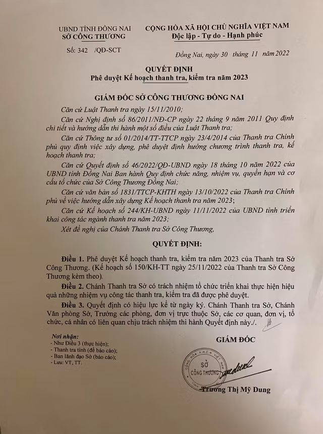 So Cong thuong tinh Dong Nai se thanh kiem tra 54 doanh nghiep