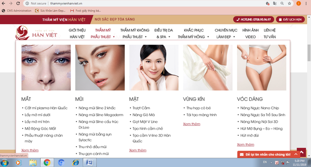 Thẩm mỹ viện Hàn Việt quảng cáo rầm rộ nâng ngực, mông, vùng kín... trái phép? Tham my vien Han Viet quang cao ram ro nang nguc, mong, vung kin... trai phep?