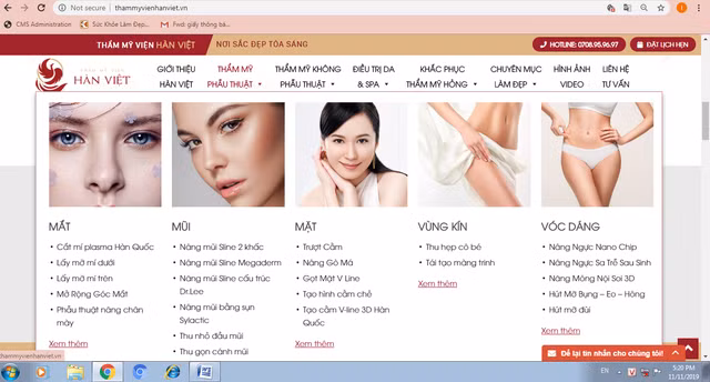 Tham my vien Han Viet quang cao ram ro nang nguc, mong, vung kin... trai phep?