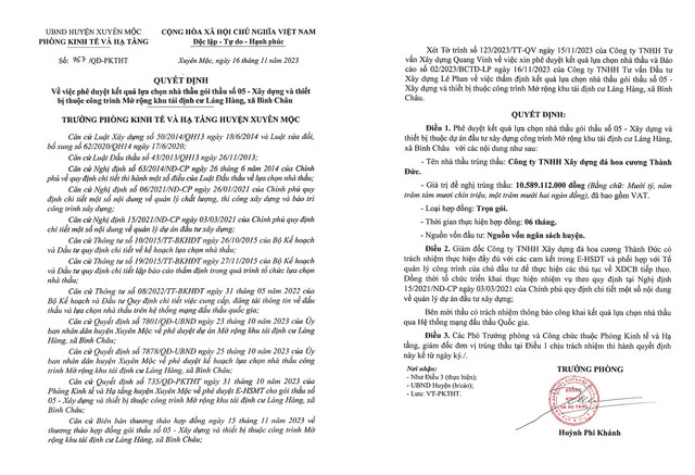 BR-VT: DN Thanh Duc - nha thau “ruot” cua Phong KT&HT huyen Xuyen Moc