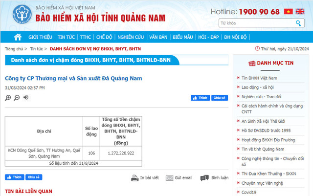 Hàng loạt doanh nghiệp ở Quảng Nam chậm nộp bảo hiểm xã hội - Hình 3 Hang loat doanh nghiep o Quang Nam cham nop bao hiem xa hoi-Hinh-3