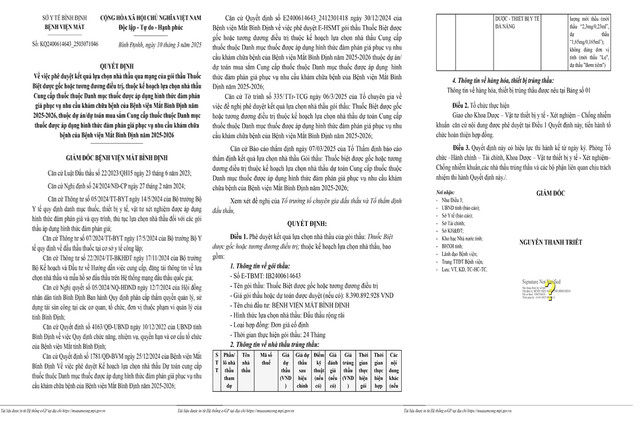 3 doanh nghiệp trúng gói thầu cung cấp thuốc Biệt dược gốc cho BV Mắt Bình Định 3 doanh nghiep trung goi thau cung cap thuoc Biet duoc goc cho BV Mat Binh Dinh