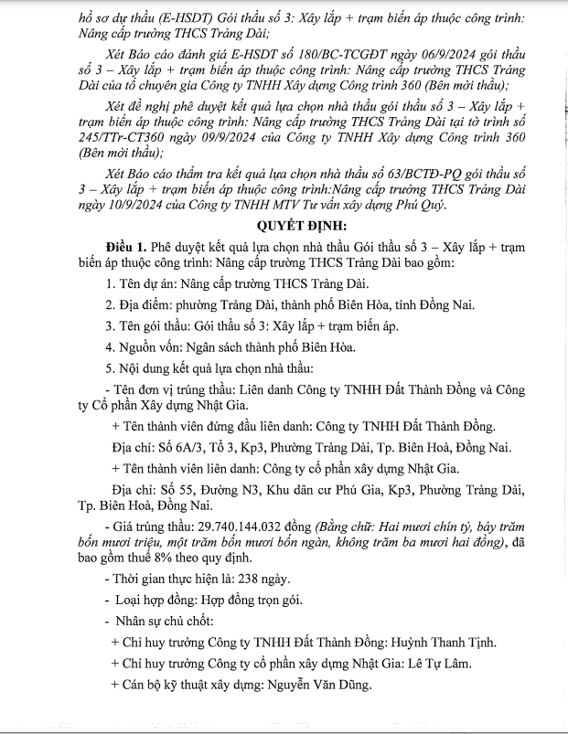 Dong Nai: Truong THCS Trang Dai bao gio hoan thanh?