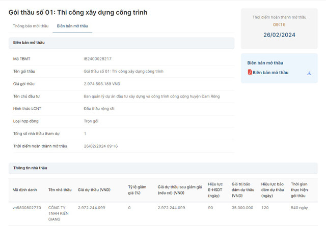 Duy nhất Công ty Kiến Giang dự thầu 2 công trình gần 7 tỷ ở huyện Đam Rông Duy nhat Cong ty Kien Giang du thau 2 cong trinh gan 7 ty o huyen Dam Rong