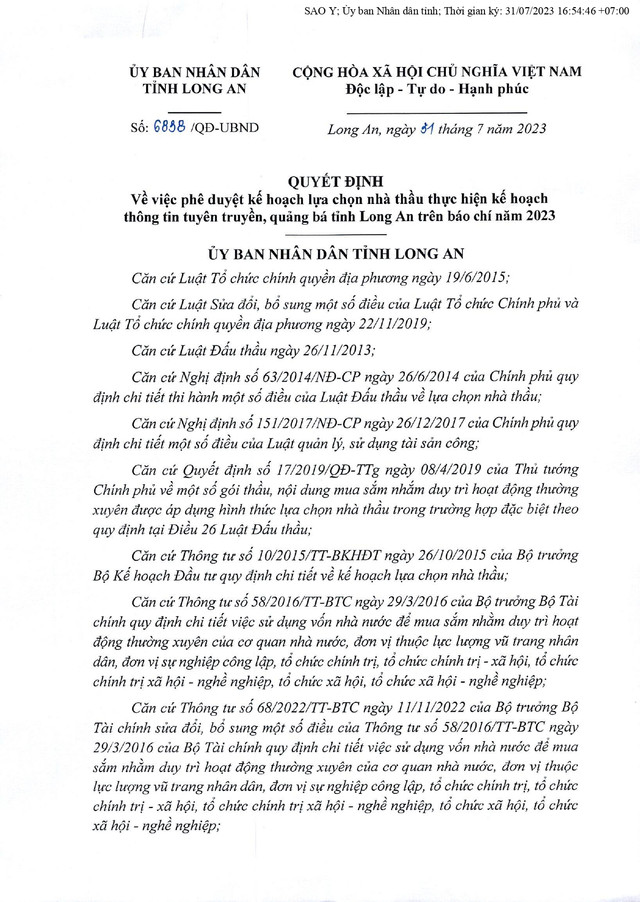 Long An: 21 gói thầu truyền thông được “lựa chọn nhà thầu” trường hợp đặc biệt Long An: 21 goi thau truyen thong duoc “lua chon nha thau” truong hop dac biet