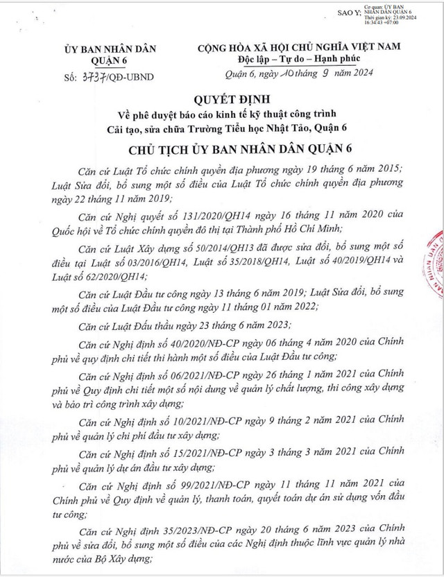 TP HCM: Cty Cong trinh se thi cong cai tao truong Nhat Tao, Q6