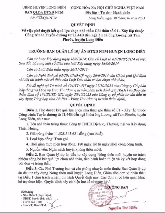 BR-VT: Cong ty Thien Hoang, mot ngay trung 2 goi xay lap hon 22 ty dong