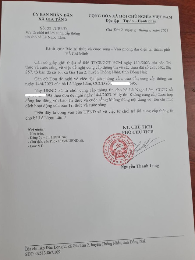 UBND xã Gia Tân 2: “Phóng viên muốn tác nghiệp phải ...trình HĐLĐ“ UBND xa Gia Tan 2: “Phong vien muon tac nghiep phai ...trinh HDLD“