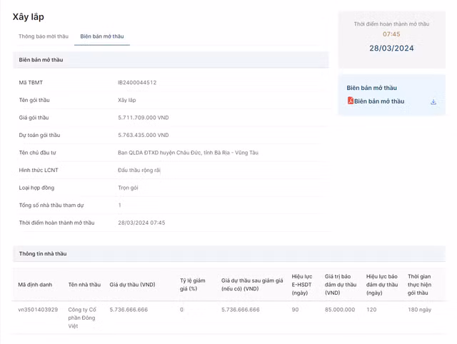 BR-VT: Dong Viet co trung goi thau hon 5,7 ty tai Chau Duc?