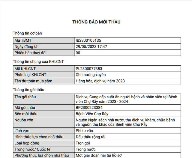 Đơn vị nào sẽ trúng gói thầu hơn 97 tỷ đồng tại Bệnh viện Chợ Rẫy? Don vi nao se trung goi thau hon 97 ty dong tai Benh vien Cho Ray?