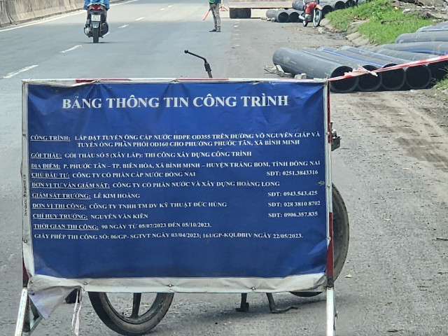 Dong Nai: “Suc khoe” nha thau Duc Hung chuyen thi cong lap dat tuyen ong cap nuoc