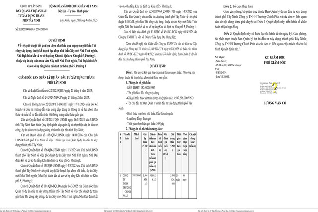 Tay Ninh: Cty Truong Chinh Phat trung goi thau thi cong hon 3,5 ty-Hinh-2