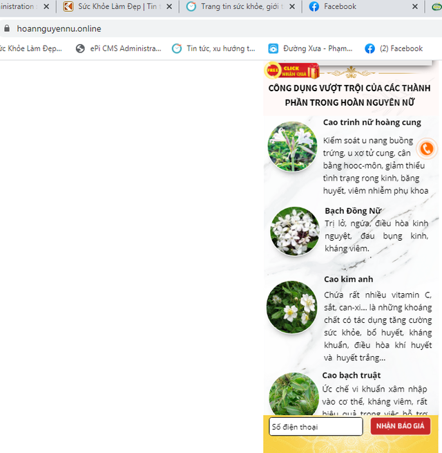 Sản phẩm Hoàn Nguyên Nữ vi phạm quảng cáo, lừa người tiêu dùng - Hình 3 San pham Hoan Nguyen Nu vi pham quang cao, lua nguoi tieu dung-Hinh-3