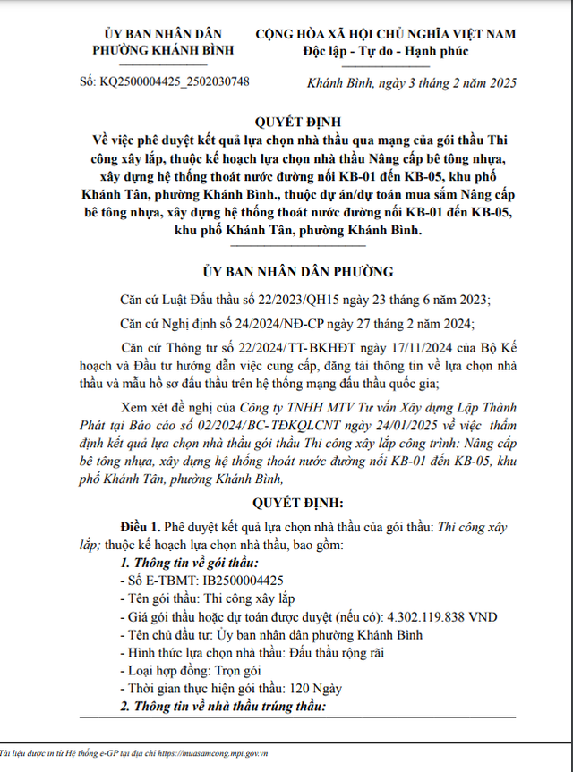 Binh Duong: Goi thau lam duong hon 4 ty ve tay giao thong Thien Hung