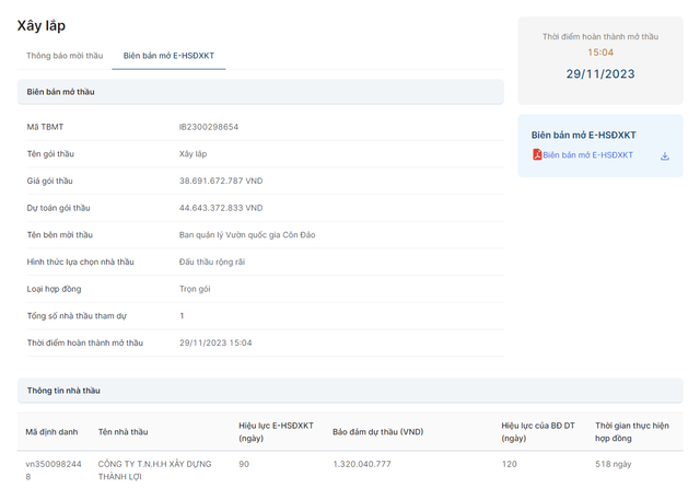BR-VT: Công ty Thành Lợi có trúng gói thầu hơn 44,6 tỷ đồng? BR-VT: Cong ty Thanh Loi co trung goi thau hon 44,6 ty dong?