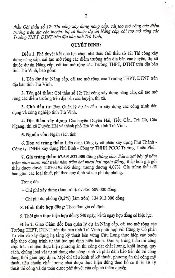 Trà Vinh: Duy nhất Công ty Phú Thành dự gói thầu hơn 15 tỷ - Hình 3 Tra Vinh: Duy nhat Cong ty Phu Thanh du goi thau hon 15 ty-Hinh-3