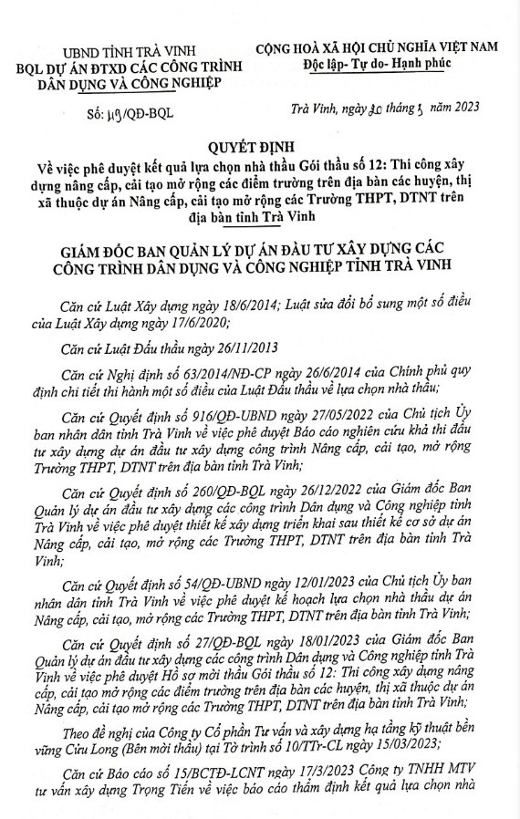 Trà Vinh: Duy nhất Công ty Phú Thành dự gói thầu hơn 15 tỷ - Hình 2 Tra Vinh: Duy nhat Cong ty Phu Thanh du goi thau hon 15 ty-Hinh-2